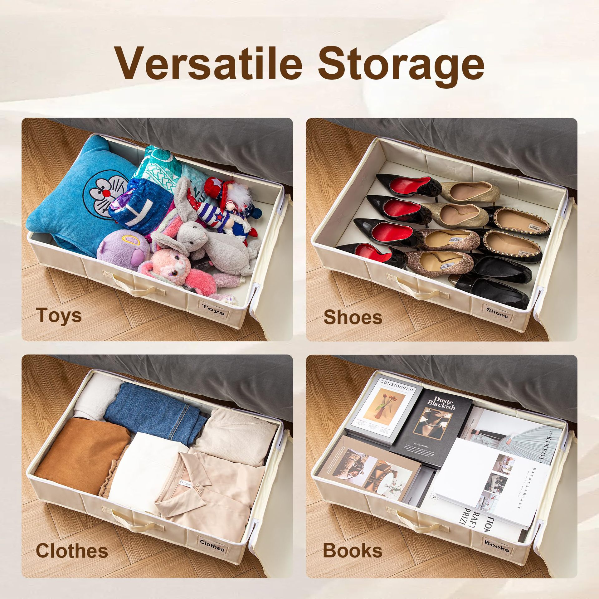 Foldable Under Bed Storage Box With Wheels, Dustproof Rolling Storage Organizer For Clothes, Shoes, Sundries, Bedroom Home Space Saving Container_maomaolike.com