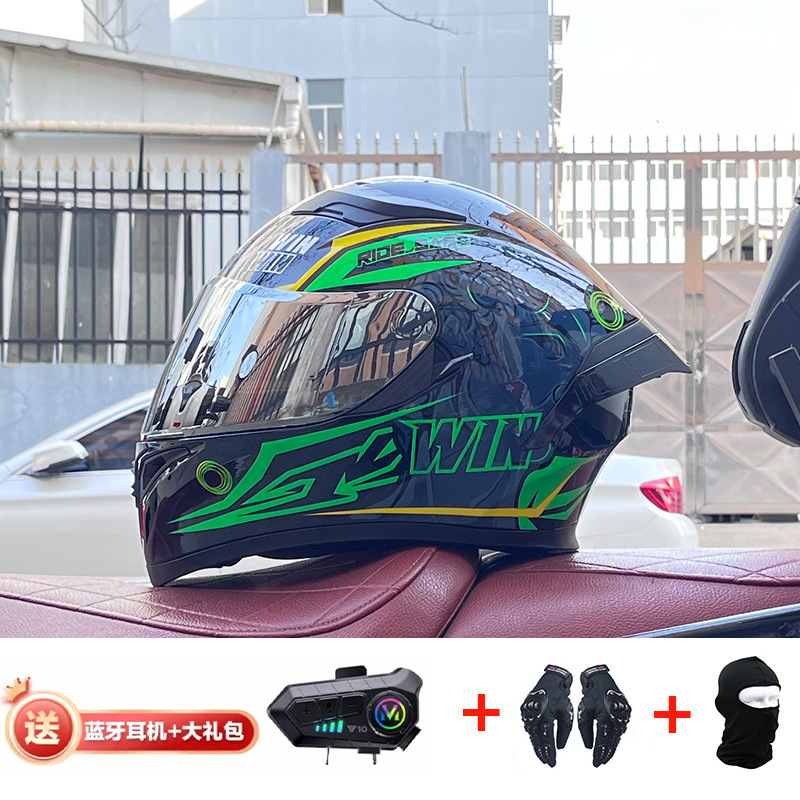 Casco de cola grande de motocicleta Jiekai Casco completo con auriculares Bluetooth Casco de conducción de motocicleta eléctrica de cuatro estaciones para hombre