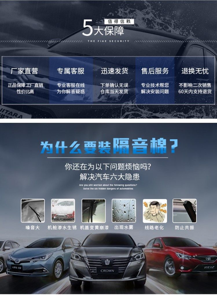 Car Sound Insulation and Heat Insulation Cotton Engine Hood Hood Silencer Sound-Absorbing Cotton Car Sound Insulation Trunk Silent Cotton