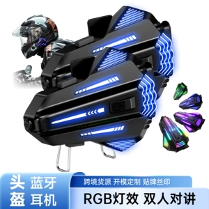 Motosiklet Dəbilqə Bluetooth Qulaqlıq 6.0 Rgb İşıqlandırma Effekti Çoxnəfərli Çat İnterkom