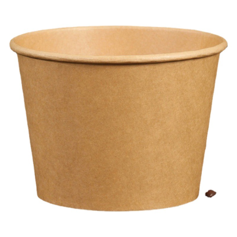 Tazón de piel de vaca Tazón de sopa redondo para llevar Caja de empaque de frutas de comida rápida Caja de almuerzo desechable con tapa Tazón de papel Tazón de comida para llevar engrosado