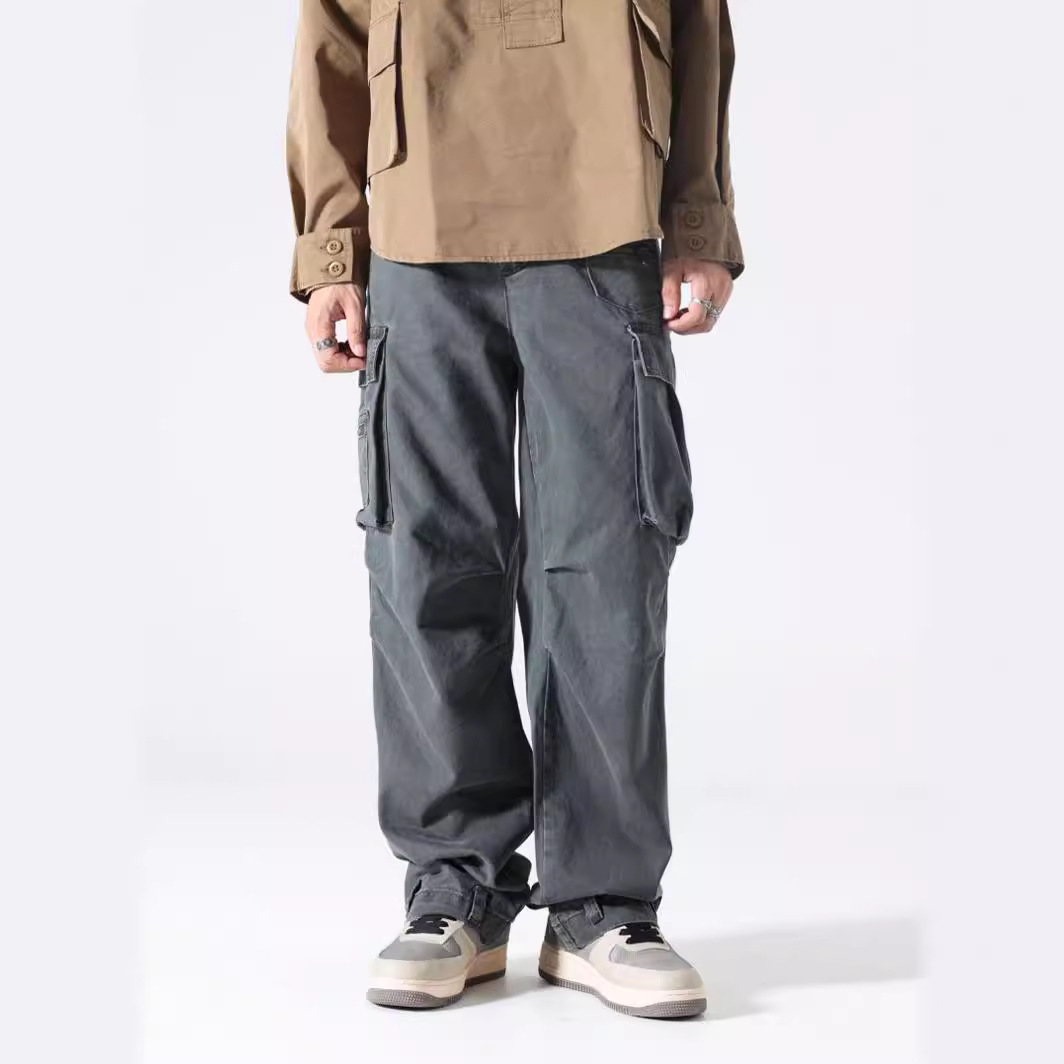 Xxbro mono americano de calle para hombre pantalones de pierna recta con múltiples bolsillos al aire libre pantalones casuales sueltos de moda ins