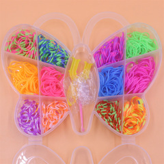 Rainbow Loom Elastic Band Colorful 600 Pieces Butterfly Box DIY Children's Educational Toy Set Rubber Band Bracelet