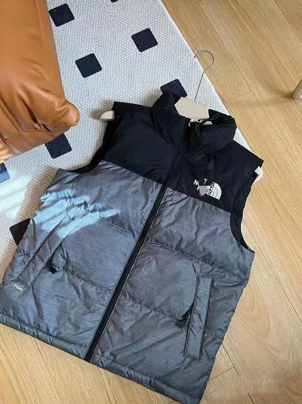 北脸格子羽绒马甲男女同款美版欧码前后刺绣保暖无袖外套冬季热款|undefined