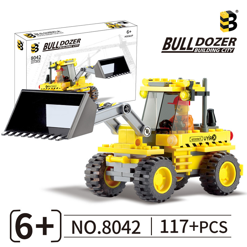Bloques de Construcción de la Serie United Creation B 8042B, Bulldozer de Ingeniería Urbana, Juego de Bloques de Construcción en Caja Pequeña, Juguetes para Niños image 8