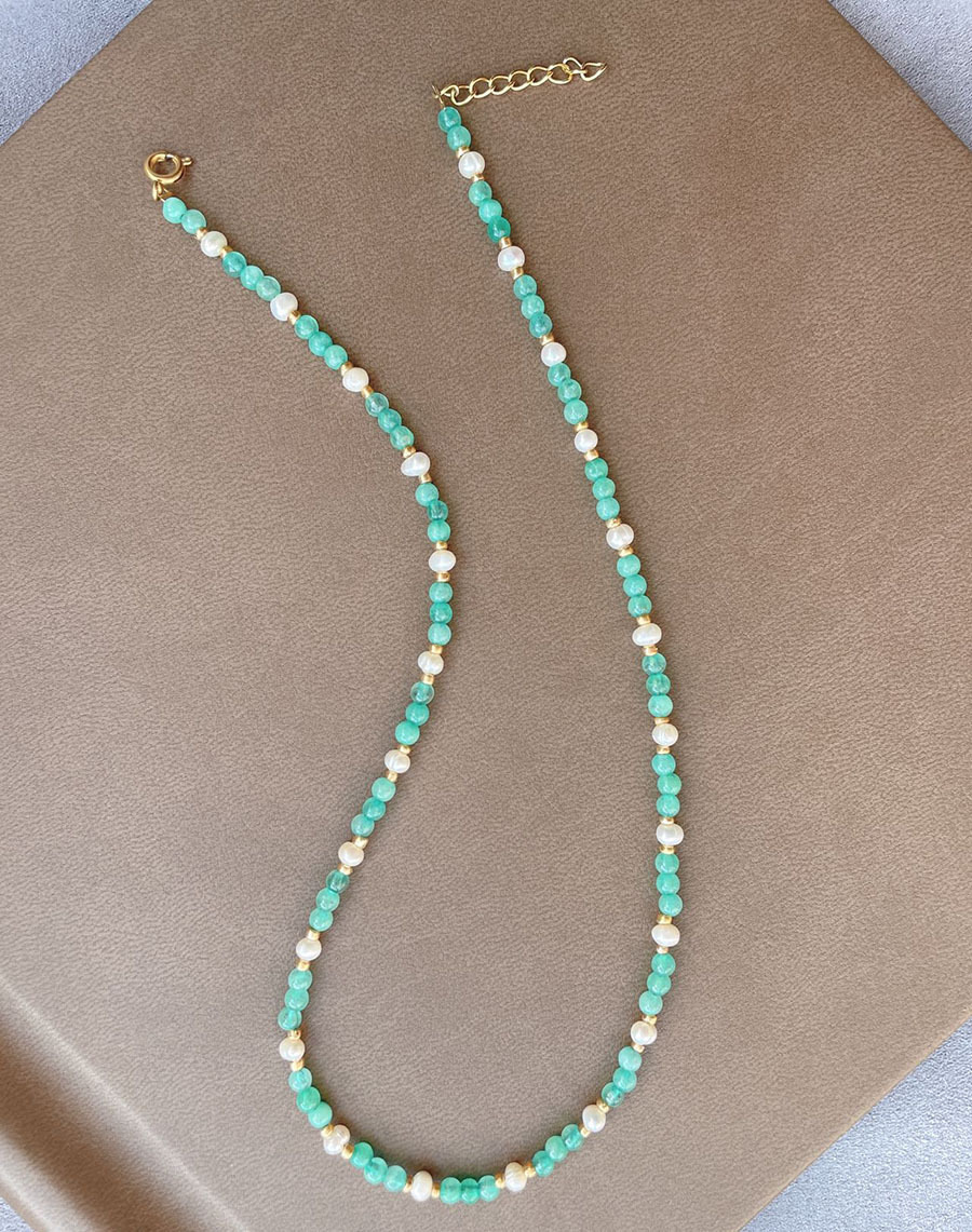 25g Weight Beads Pendant Material Necklace Classification Titanium Steel Chain Material 1 Piece Quantity Holiday, Daily Occasion Beaded, natural stone, Titanium Steel Material Geometric Pattern Women's Gender Beaded Design Simple Style Style Simple Style Geometric Beaded Natural Stone Titanium Steel Necklace In Bulk 49