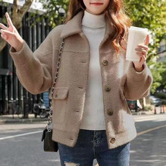2025秋冬款女装仿水貂绒短款外套女小个子上衣韩版百搭黄金貂外套