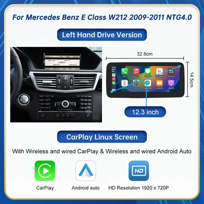 Wireless Carplay Car Navigation | Car display - 123inch-screens-for-e-class-2009-2011-ntg-40-system-left-hand-drive