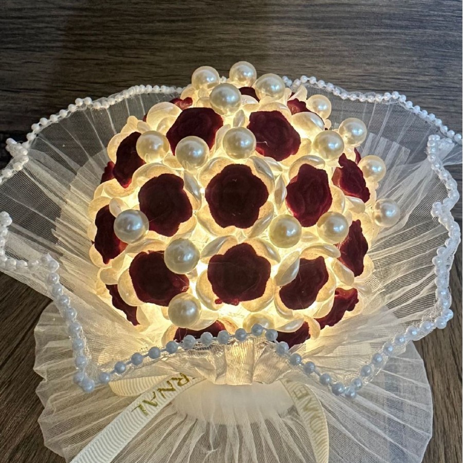 520 luz nocturna de rosas de bricolaje tejidas a mano, flores que nunca se marchitan, regalos de ramo del día de la madre para novias, Tanabata