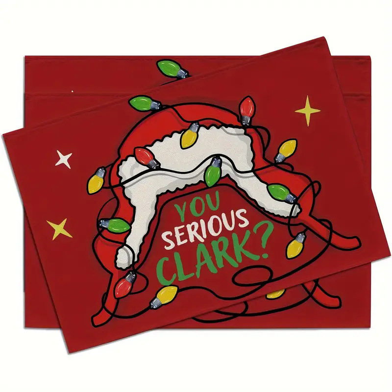 Manteles individuales navideños de lino estampado, decoración de mesa resistente al calor