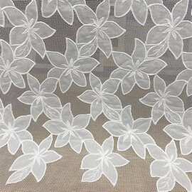 重工网格激光贴布刺绣 镂空蕾丝花边婚纱礼服连衣裙头饰布料绣花