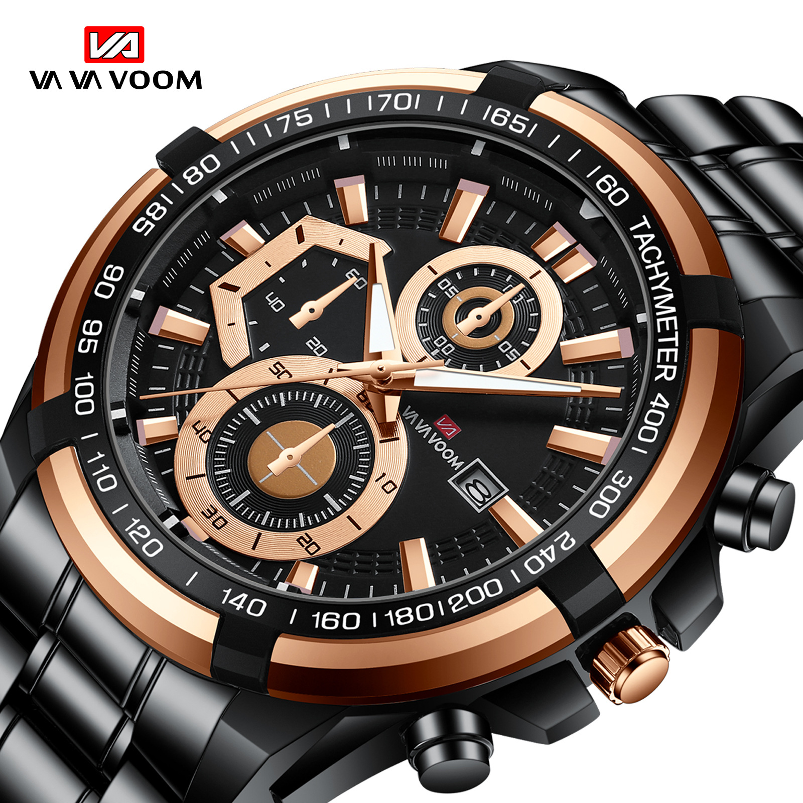 VAVA VOOM 2321 nuevo cinturón de acero personalizado creativo movimiento cuarzo calendario al aire libre reloj casual los hombres