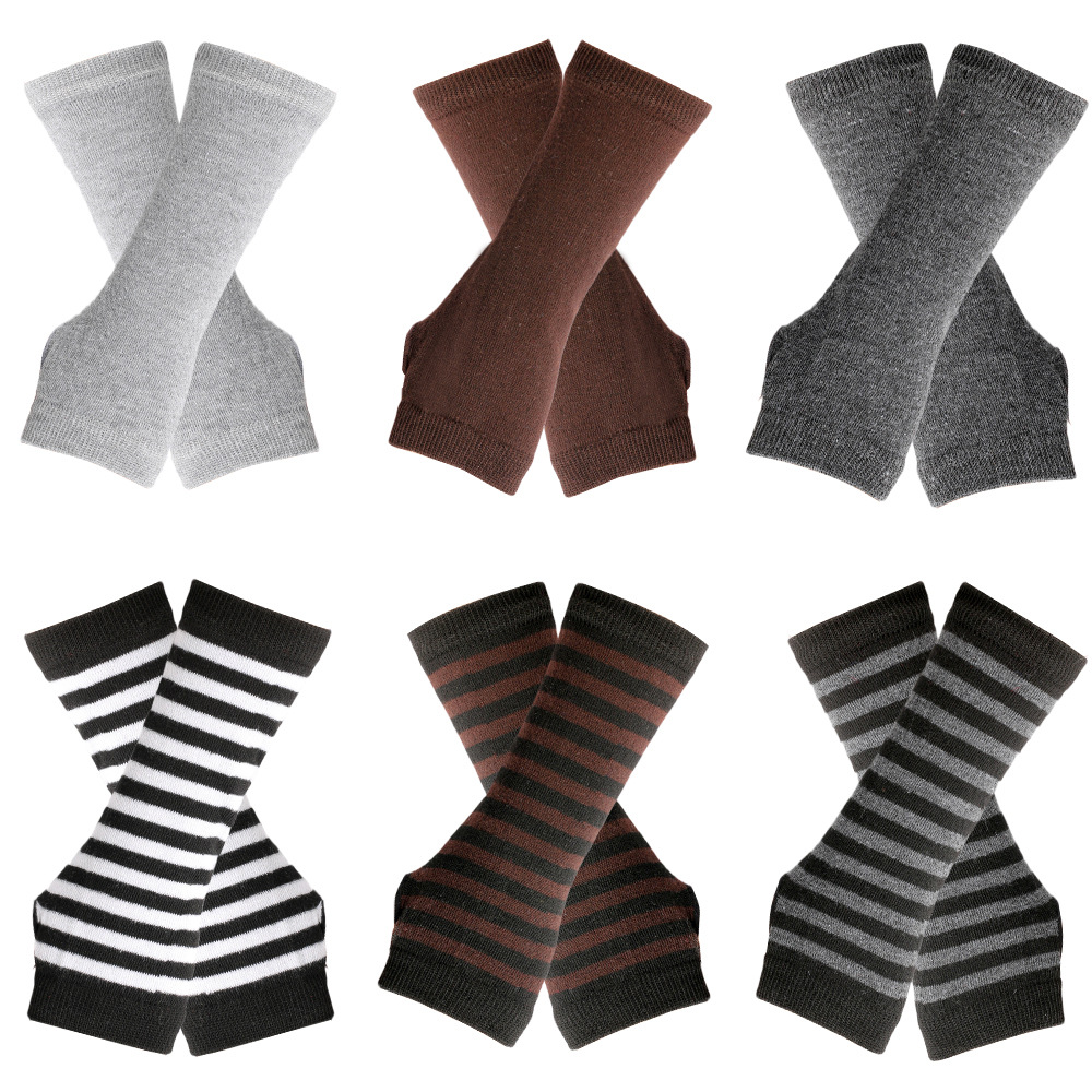 Women's Fashion Stripe Solid Color Knitted Fabric Scarves & Gloves Gloves display picture 4