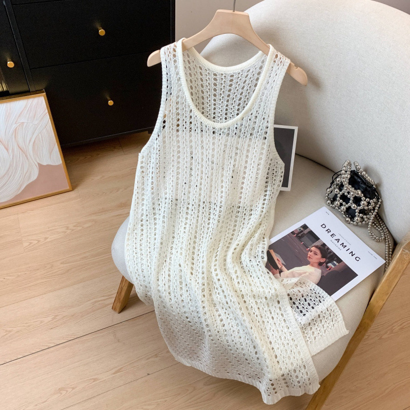 "4.12/Summer New Arrivals" Xuan Xiao Jie Vest-Style Hollow-Out Dress Long Cover-Up Knitwear "4.12/Summer New Arrivals" Xuan Xiao Jie Vest-Style Hollow-Out Dress Long Cover-Up Knitwear
