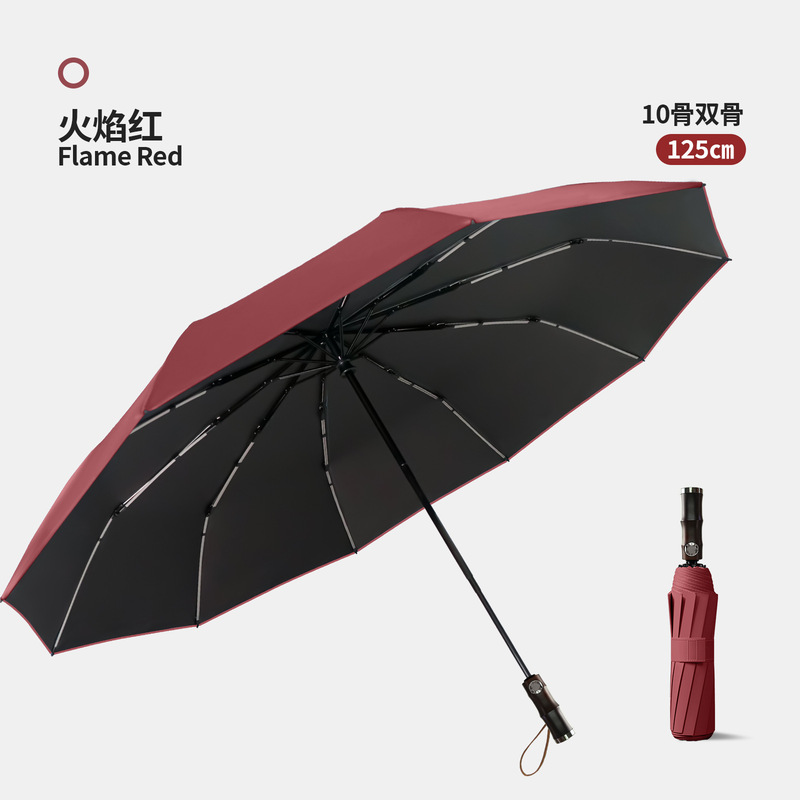 新款三折自动双龙骨男款折叠太阳伞超大号防晒防风晴雨两用双人伞|undefined