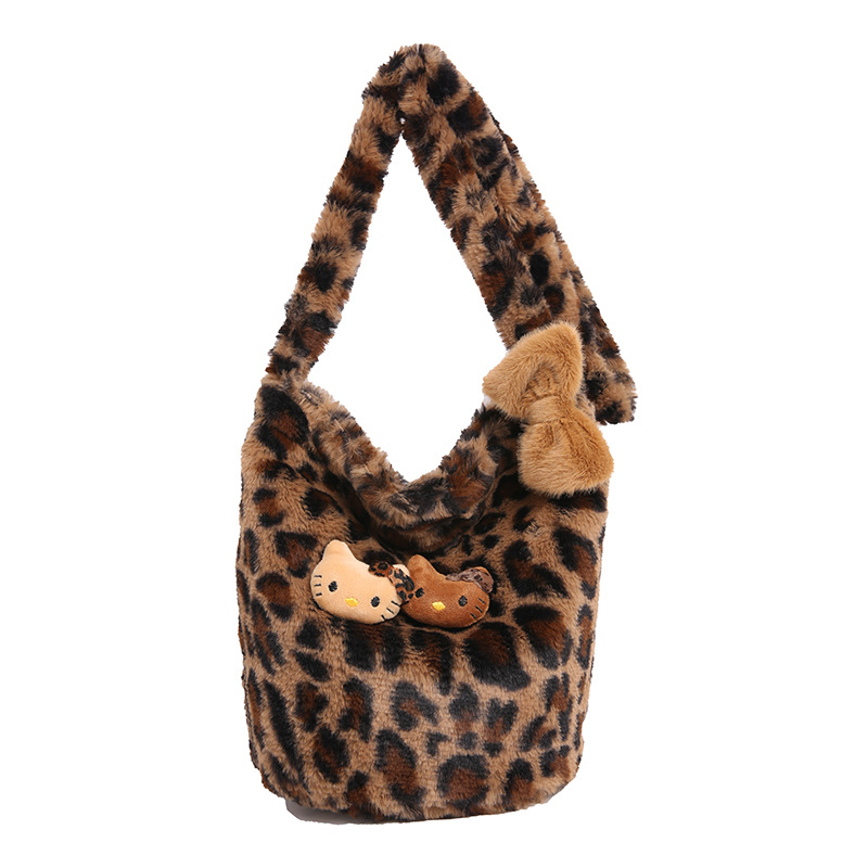 Moda nuevo Meirade peludo estampado Kitty bolso lindo bolso de viaje nicho antiguo sensación bolso de mano
