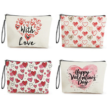 跨境情人节化妆包爱心密麻印花女士化妆包化妆品首饰手拿式收纳包
