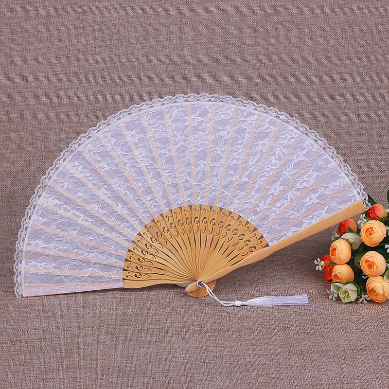 Venta al por mayor de la Fábrica de la vendimia de encaje ventilador femenino clásico ventilador plegable cheongsam accesorios República de China estilo corte ventilador femenino ventilador de baile de encaje