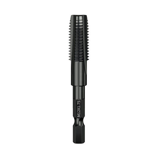 Pneumatic hexagonal shank straight groove tap electric hand drill tapping M3-m12 air batch tapping black high speed steel machine tap