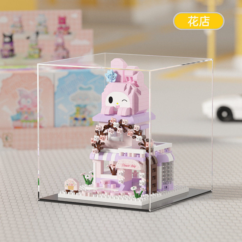 Compatible Le Strawberry Bear High Cartoon Doll Building Street View Blocks Jugues de puzzle para niños Decoraciones Regalos para chicas