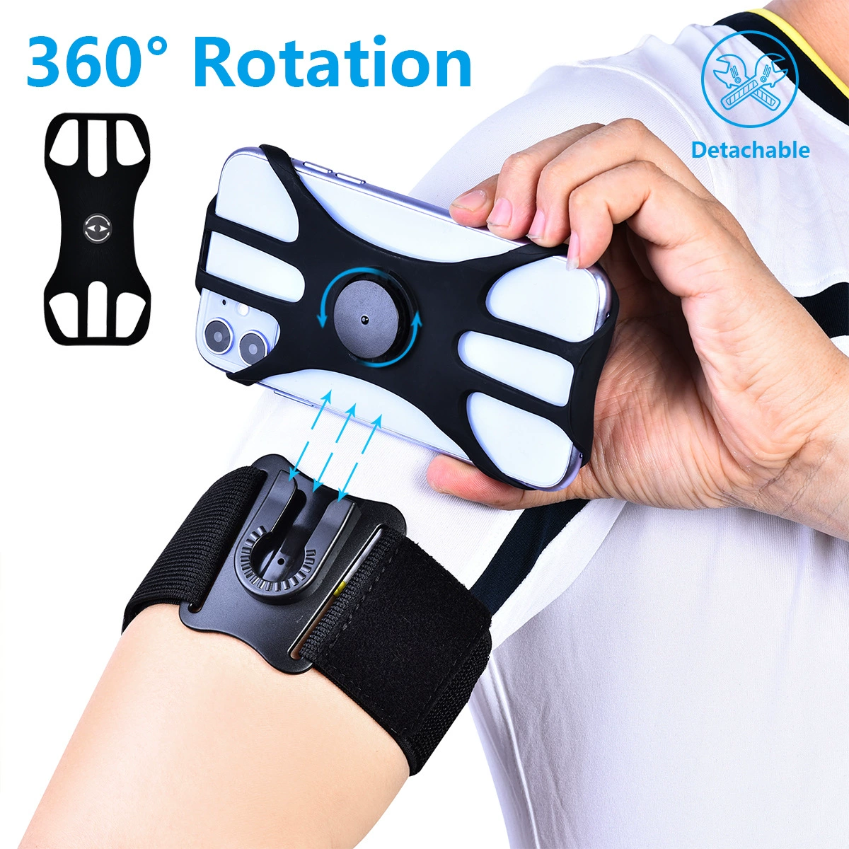 Съемный вращающийся ремешок на запястье Спортивный Бег Велоспорт Чехол для мобильного телефона сумка для мобильного телефона эластичная дышащая сумка на руку F