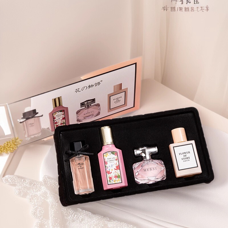Cross-Border Women's Perfume Long-Lasting Fragrance Flower Story Four-Piece Set Flower Delight Blooming Gift Box Set Perfume Wholesale Cross-Border Women's Perfume Long-Lasting Fragrance Flower Story Four-Piece Set Flower Delight Blooming Gift Box Set Perfume Wholesale