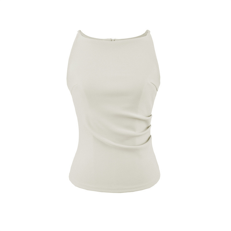 High-End Boat Neck Camisole for Women, Summer Fashion, Stylish Short Sleeveless Top, Minimalist Style, Beautiful Back Design, Trendy Blouse High-End Boat Neck Camisole for Women, Summer Fashion, Stylish Short Sleeveless Top, Minimalist Style, Beautiful Back Design, Trendy Blouse
