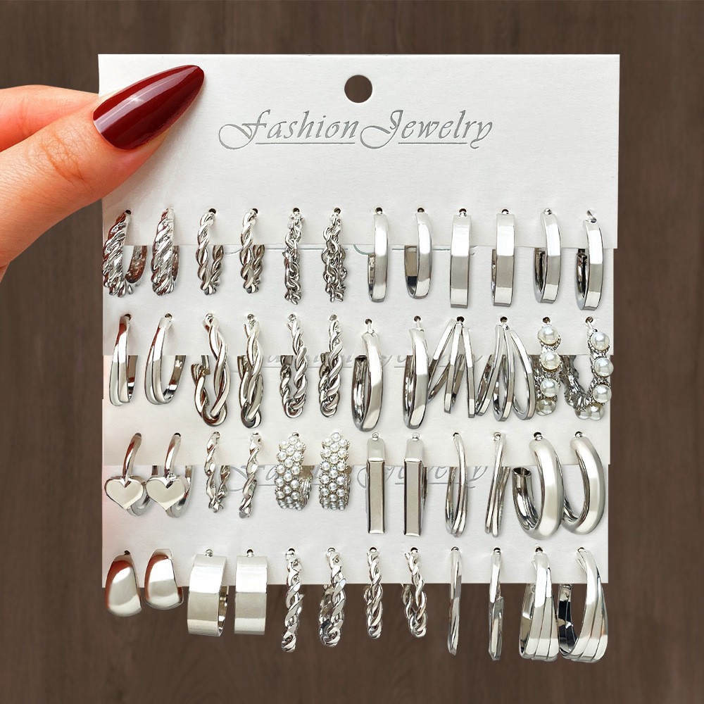 1 Set INS Style Fashion Geometric Metal Women's Earrings display picture 2