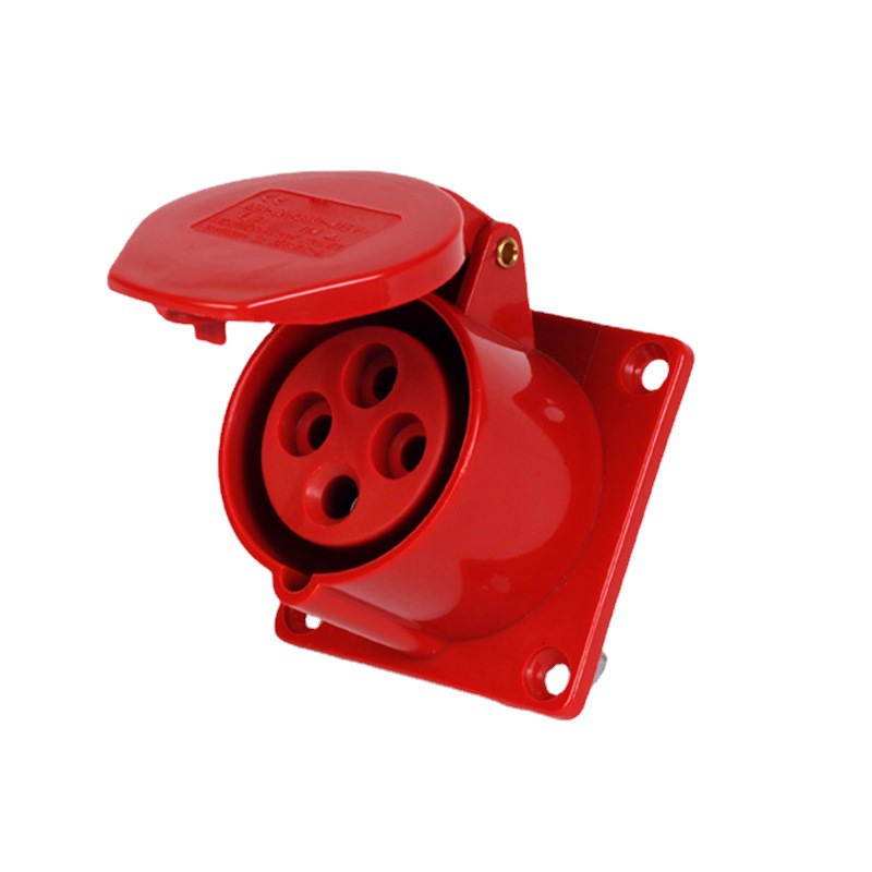 工业插头插座324防水插座IP44 32A4P 380V暗装插座防尘防雨直插座