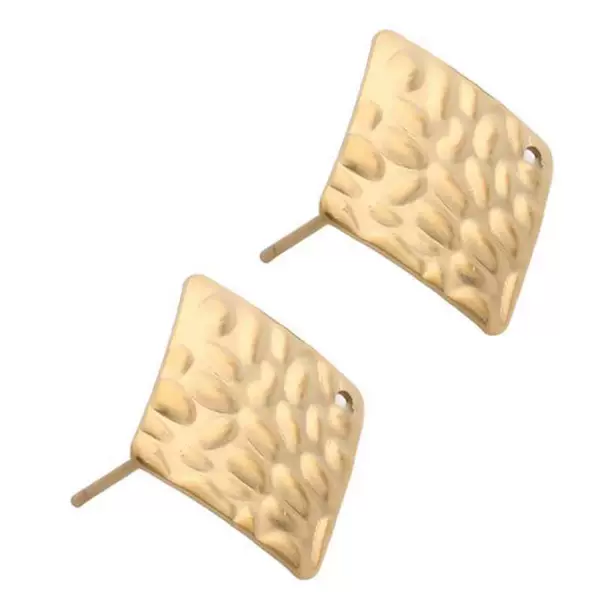 In stock stainless steel pattern square stud earrings 14 * 14mm earrings accessories DIY jewelry