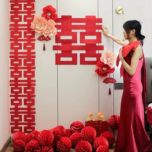 Bedside decoration wedding room layout woman's bedroom new house man's wedding latte art master bedroom background wall set