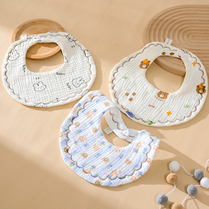 Марля рот полотенце круглый нагрудник новорожденный кружевной креп маленький нагрудник осенний и зимний корейский