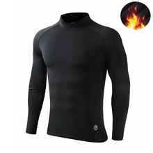 加绒长袖速干紧身衣长袖运动打底衫男士高领压缩衣跑步训练健身服