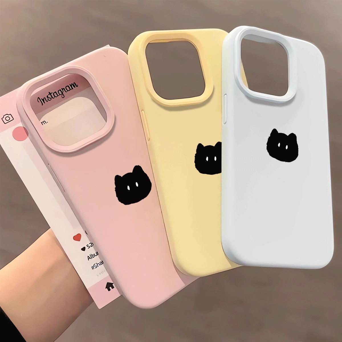 可爱小黑猫适用苹果16pro/15软胶14pro/13可爱12pro/11新款16
