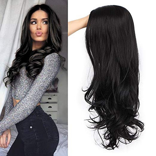 Exclusive For Cross-border European And American Style Wig Medium Black Long Curly Hair Synthetic Wigs Long Curly Hair Black European And American Wholesale display picture 1