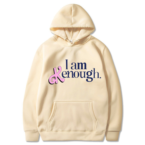 I Am Kenough Letter Print Hooded Sweatshirt for Men and Women