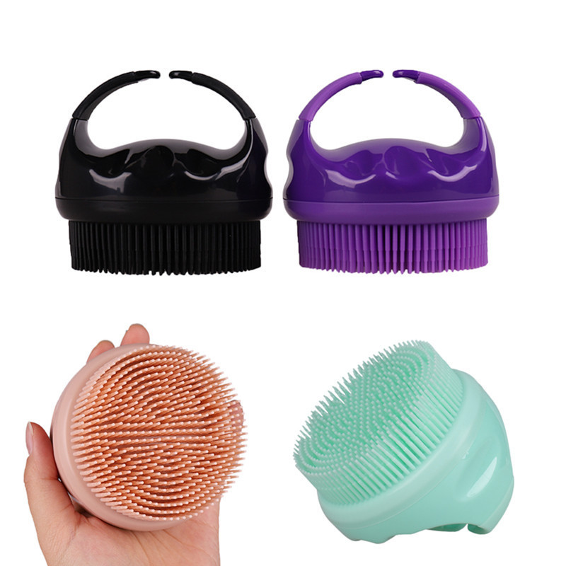 Silicone long hair bath brush large round bath brush with handle multi-tooth exfoliating scrubber Amazon new product