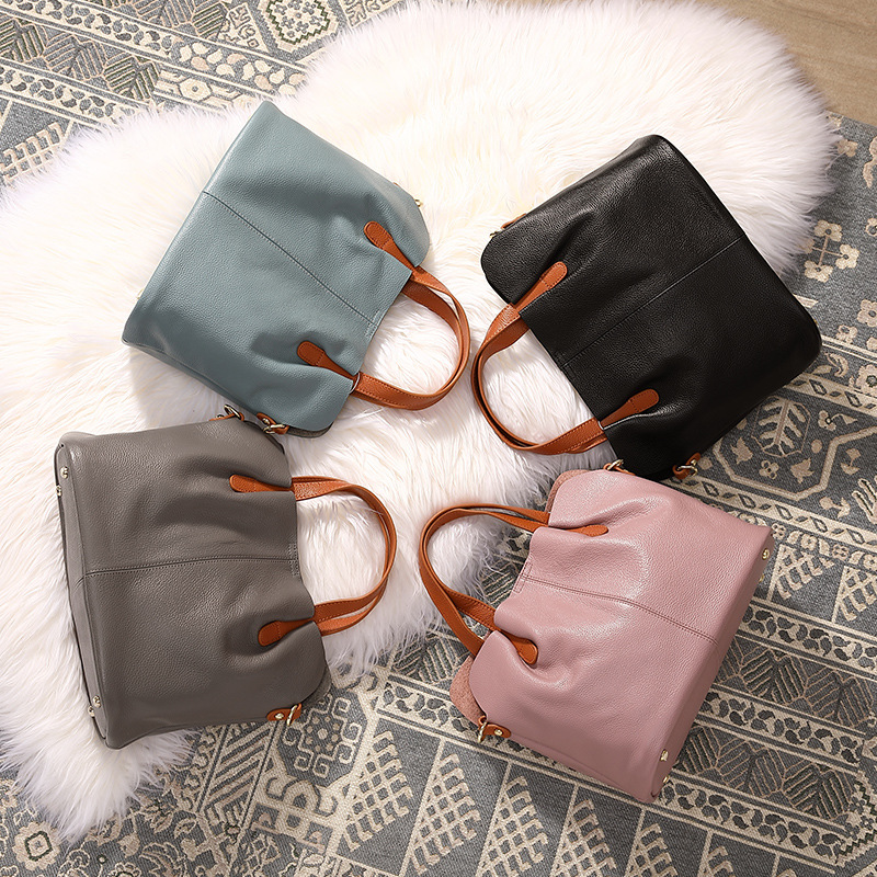 Top Grain Cowhide Niche Design Tote Bag Luxury Genuine Leather Versatile Work Commuter Handbag For Women - Thumbnail 4
