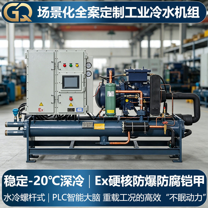 Explosion-proof, corrosion-resistant water-cooled screw-type chiller, sub-zero temperature freezer, ice water circulation refrigeration machine, industrial chiller