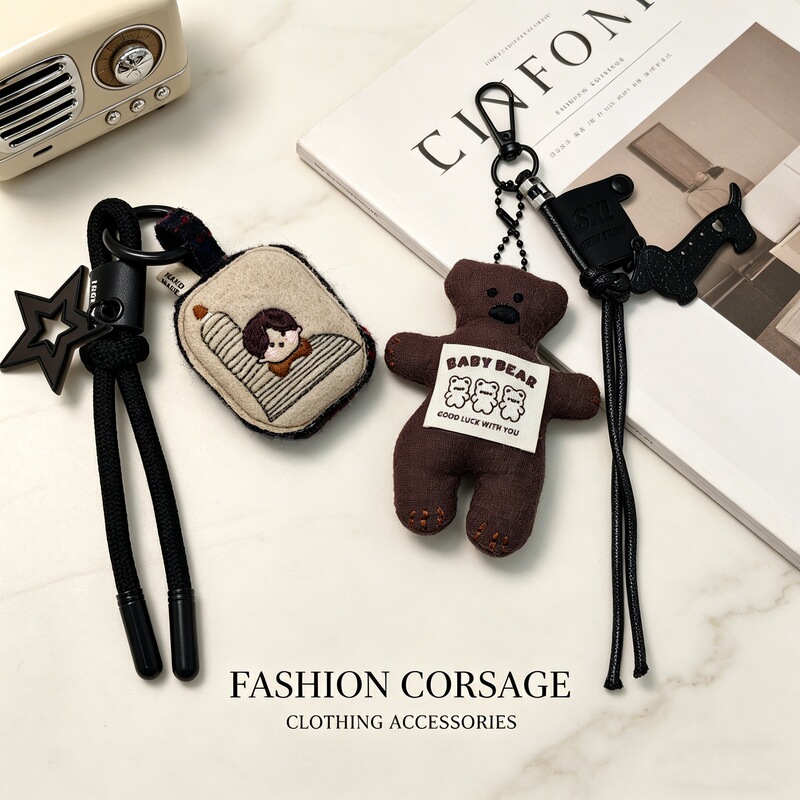 Japanese-Style Fabric Cotton and Linen Stuffed Doll Accessories, Bag Charms, Couple Pendants, Necklaces, Keychains, Versatile Style