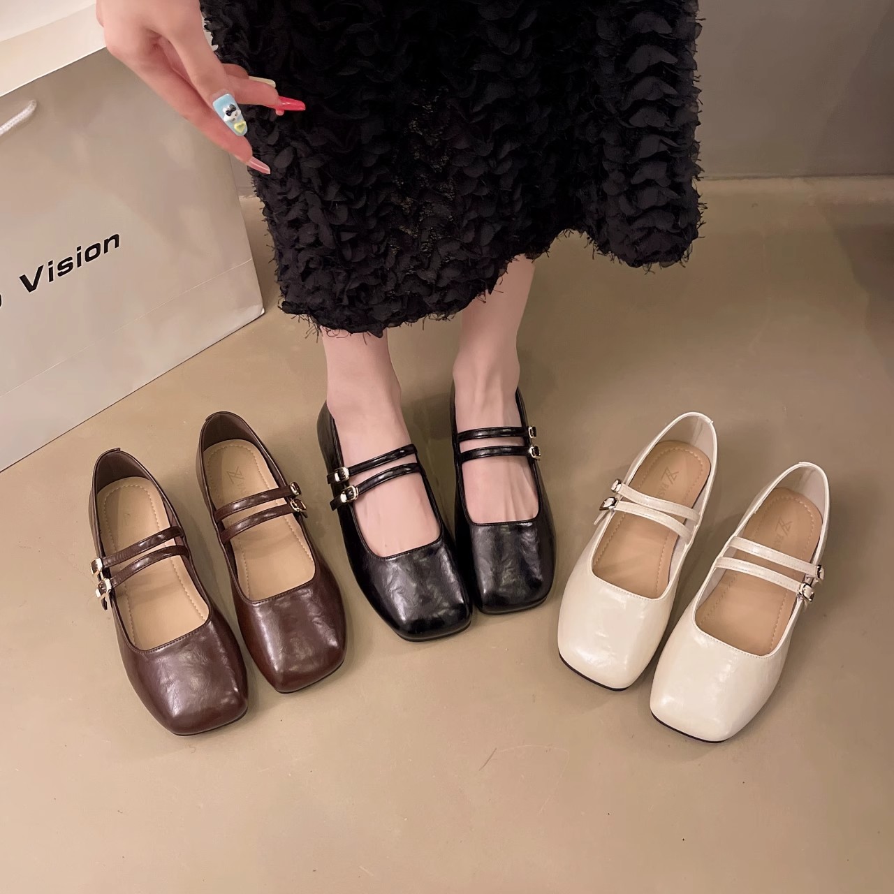 Not Tiring Feet Flats Shoes for Women 2025 New Spring & Fall Mary Jane Women's Shoes Shallow Mouth Small Leather Shoes Soft Sole Ballet Shoes