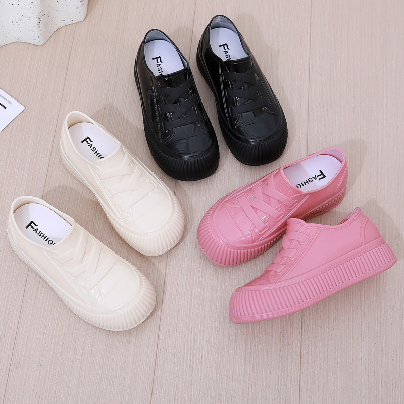 Inner Height Increasing Rain Shoes Women's Non-slip New Style Water Shoes Casual Fashion Low-top Rain Boots Outdoor Waterproof Thick Bottom Rubber Shoes for Women Inner Height Increasing Rain Shoes Women's Non-slip New Style Water Shoes Casual Fashion Low-top Rain Boots Outdoor Waterproof Thick Bottom Rubber Shoes for Women