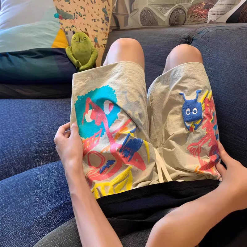 Ice Silk Shorts Men's Summer Thin Quick-drying Beach Pants Dopamine Wear Loose Casual Sports Pants