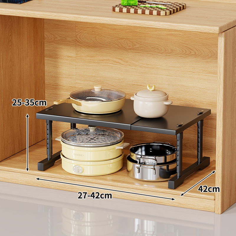 Estante Extensible de Cocina de Acero al Carbono Multifuncional para Encimera y Gabinete