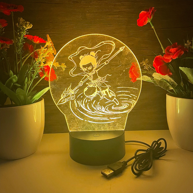 Mesa de la sala de deportes electrónicos con decoración Mickey Mouse luz de ambiente acrílico 3D osito luz de noche lámpara de mesa decoración de escritorio de dormitorio