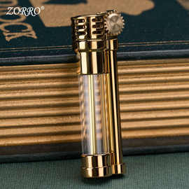 ZORRO佐罗透明油仓煤油打火机小巧便携创意便携男收藏火机 Z654