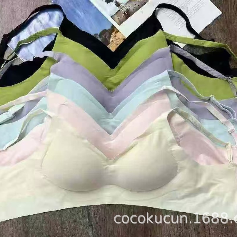 A35 # ropa interior de stock de bajo precio damas Pequeño pecho anti-caída sin marcas sin anillo de acero sexy color sólido sin marcas sujetador
