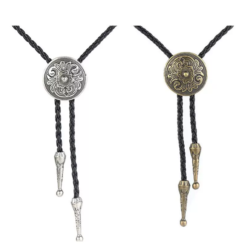 欧美复古嘻哈毛衣链唐草花瓣朋克风牛仔毛衣项链bolo tie毛衣颈链