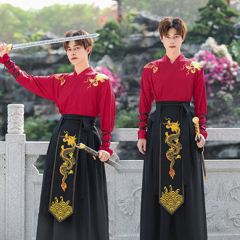 原创飞龙在天汉元素汉服中国风男女同款武侠学生日常团服成人礼服