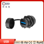 全牙USB防水连接器3.0 IP67 面板固定母转母通讯防水接头